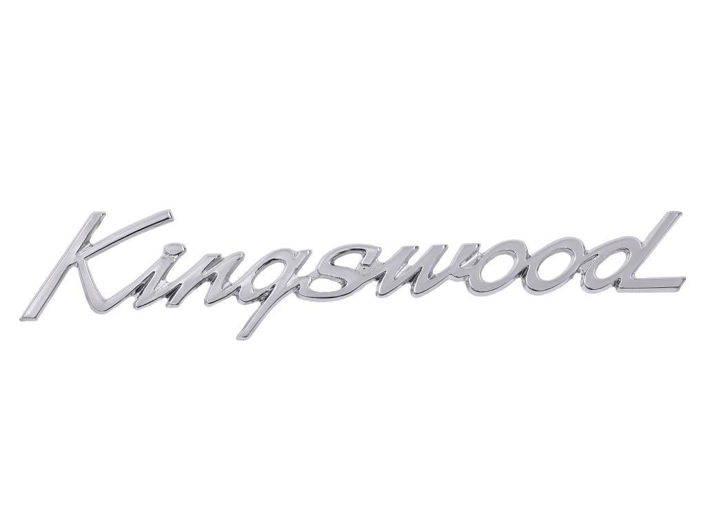 Holden "KINGSWOOD" Badge x1 NEW HK HT HG Guard or Boot Alloy Die Cast Chrome - B1041