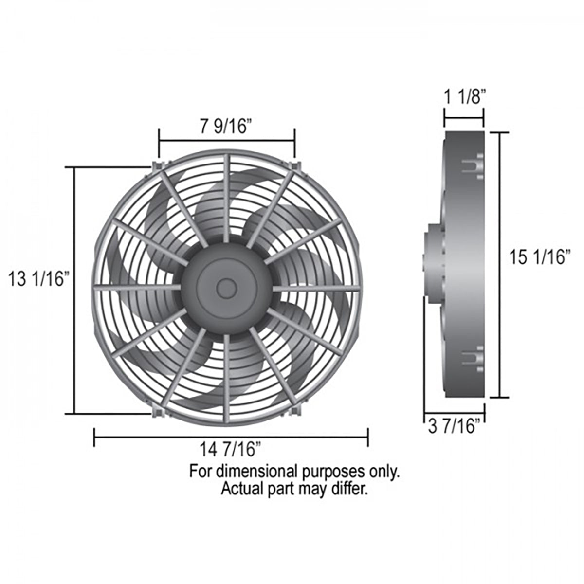 Derale High Output Curved Blade Pull Type Thermo Electric Fan 14 Inch - 16114