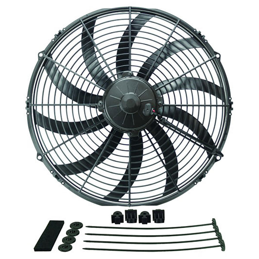 Derale High Output Curved Blade Pull Type Thermo Electric Fan 16 Inch - 16116
