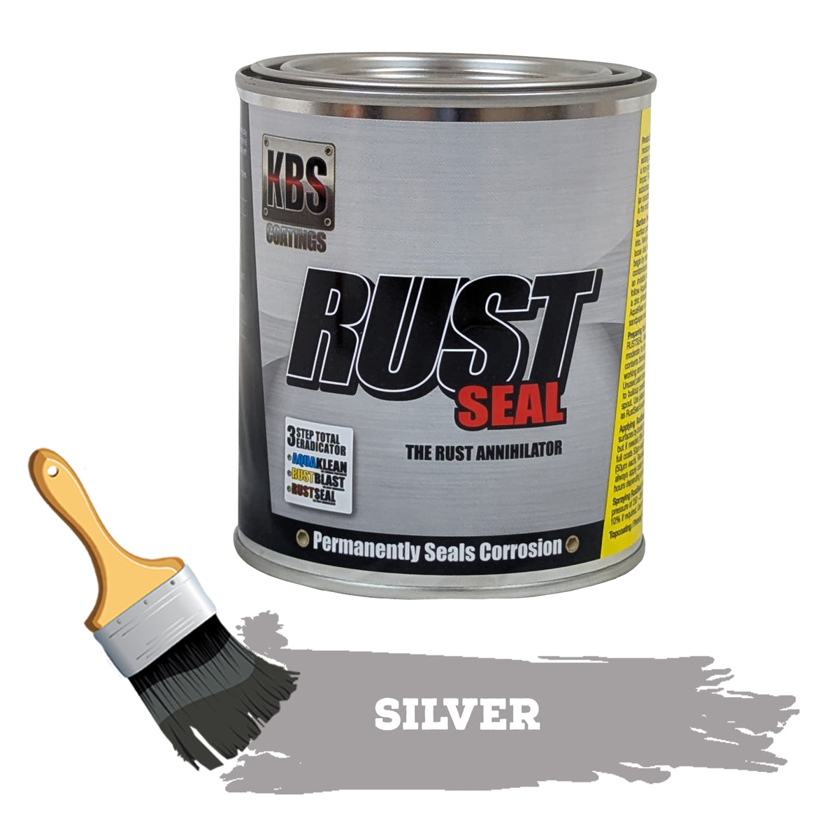 KBS RustSeal SILVER One 1 litre Rust Seal Paint Rust Preventive Coating - 4403