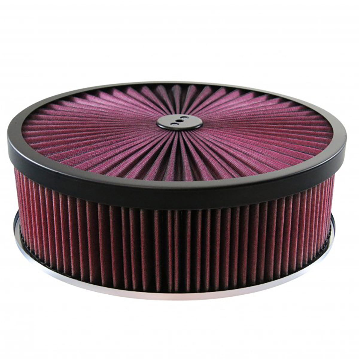 TFI Performance Air Cleaner 14"X4" Red Round Black Trim Holley Recessed Base - 43204