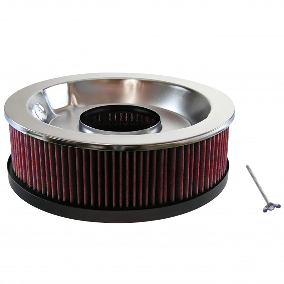 TFI Performance Air Cleaner 14"X4" Red Round Black Trim Holley Recessed Base - 43204