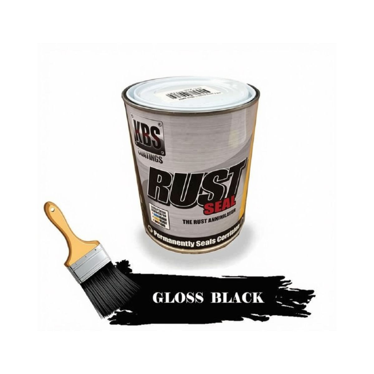 KBS RustSeal GLOSS BLACK One 1 Litre Rust Seal Paint Rust Preventive Coating - 4401