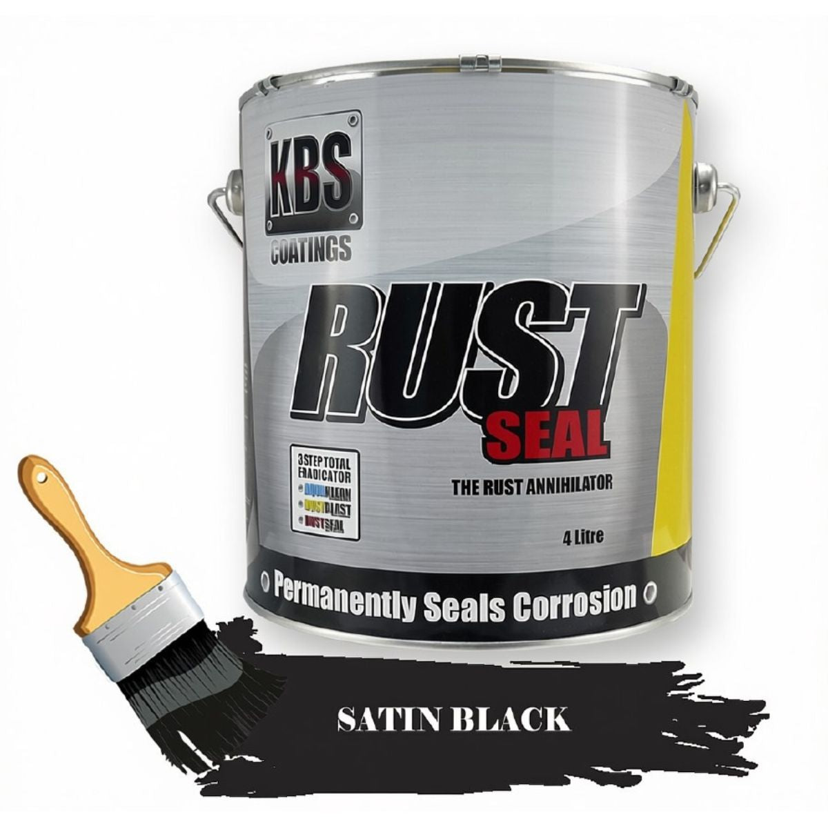 KBS RustSeal SATIN BLACK 4 Litre Rust Seal Paint Rust Preventive Coating four - 4502