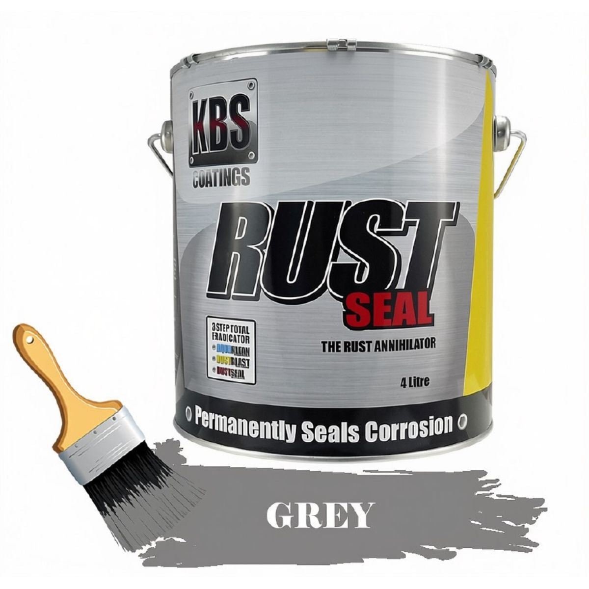 KBS RustSeal GREY 4 Litre Rust Seal Paint Rust Preventive Coating - 4505