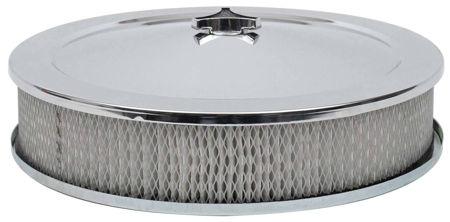 TFI Chrome Air Cleaner 14"X3" Holley Base Recessed - 477-941
