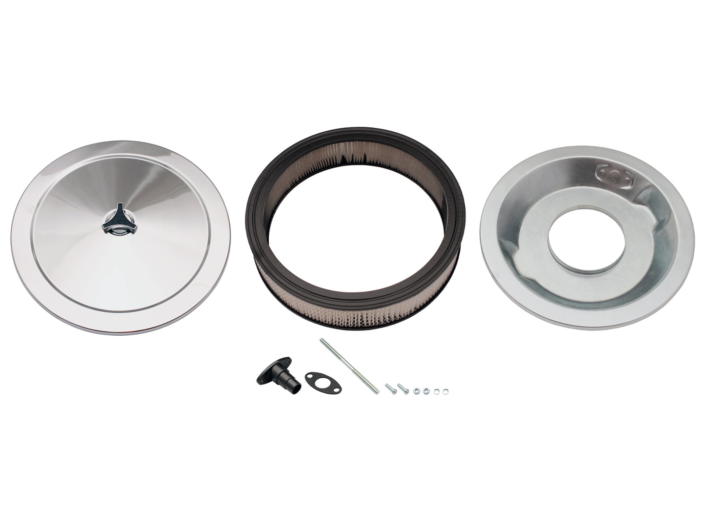 TFI Chrome Air Cleaner 14"X3" Holley Base Recessed - 477-941