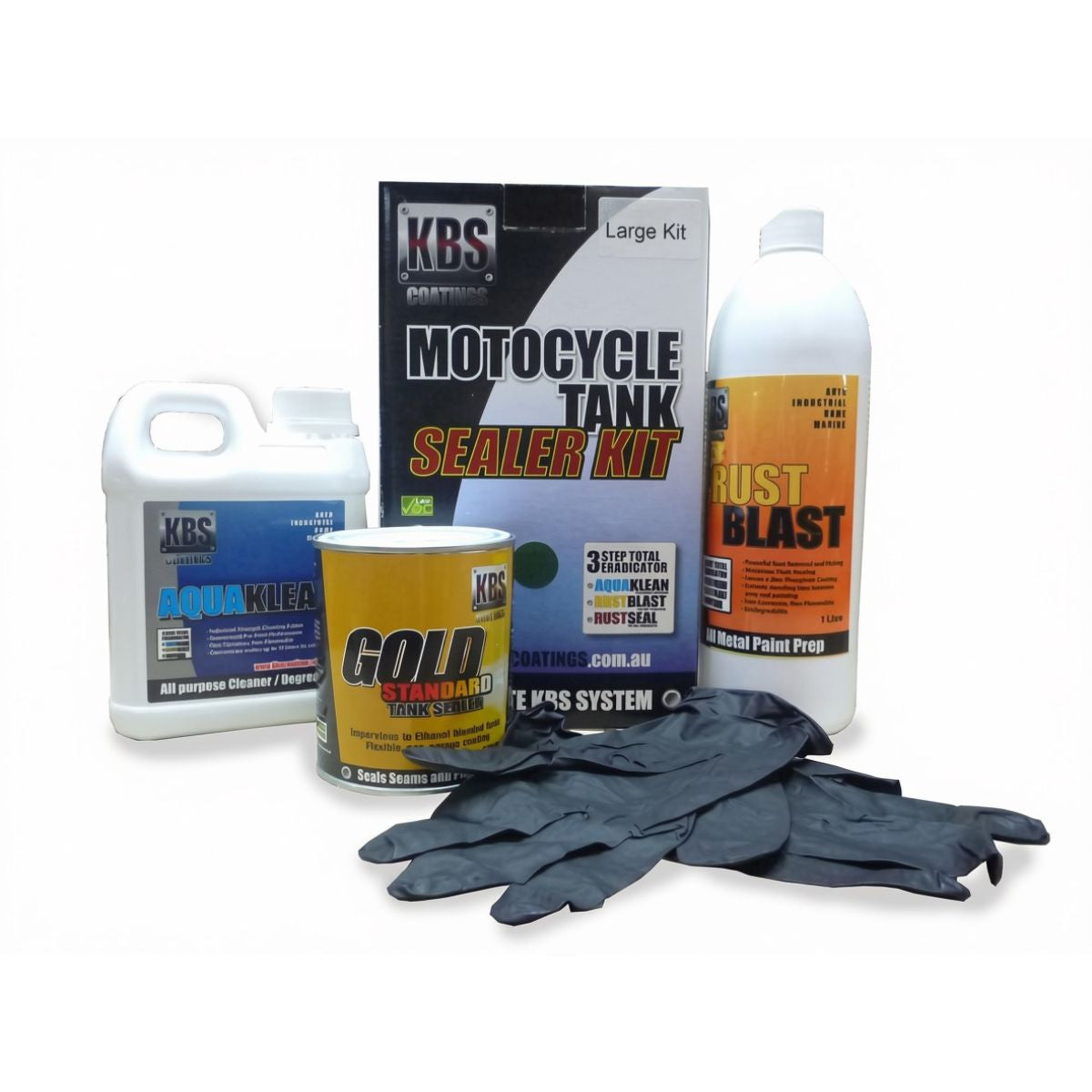 KBS Motorcycle Fuel Tank Sealer Kit LARGE 45L Prevent Rust Corrosion Motorbike - 5130