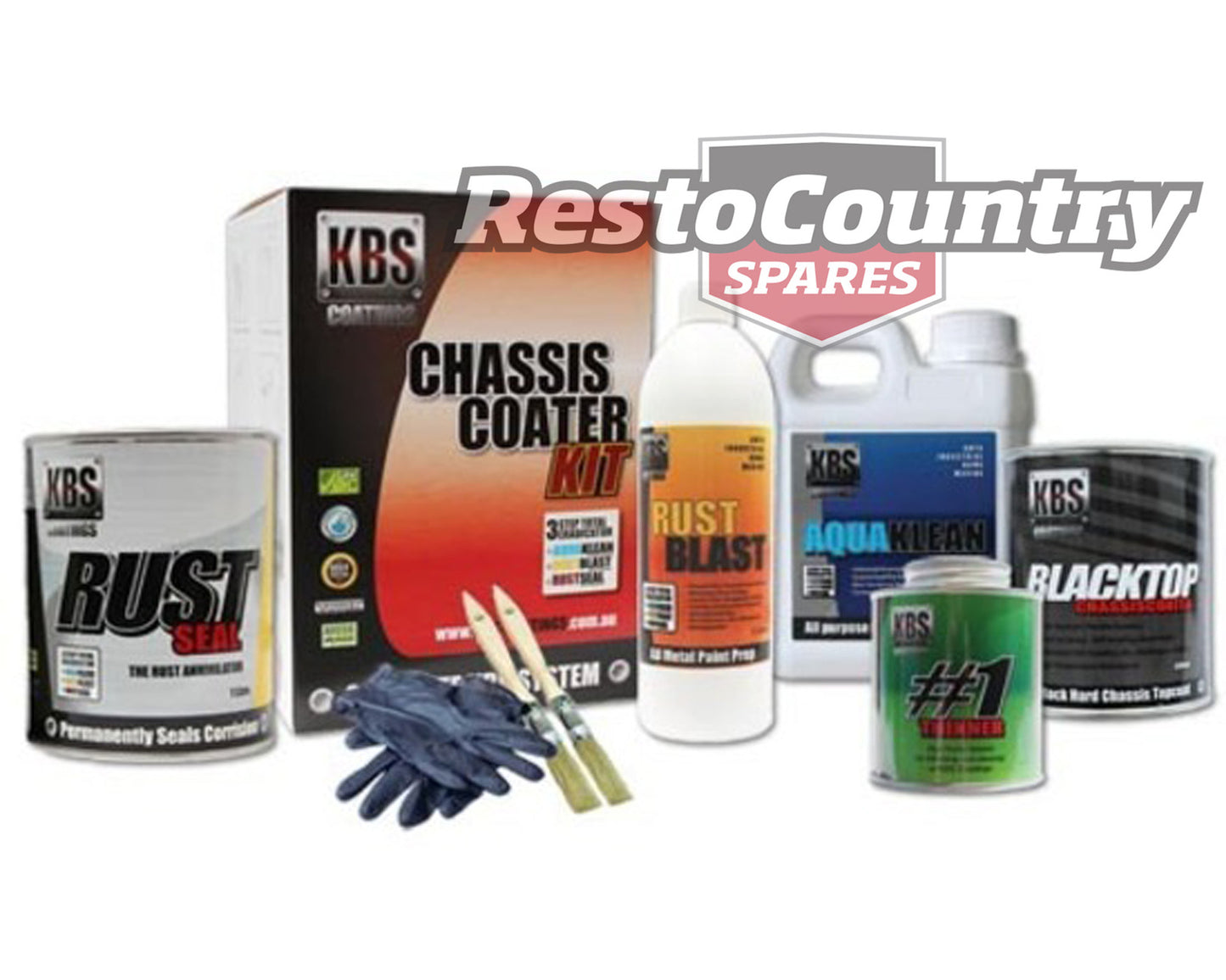 KBS Chassis Coater PRO Kit SATIN BLACK Rust and Corrosion Prevention Degreaser - 58002