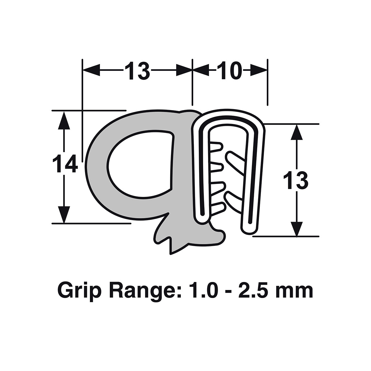 Proflex Pinchweld & Rubber Seal Side Large - 5m Length - 60-055N/5M