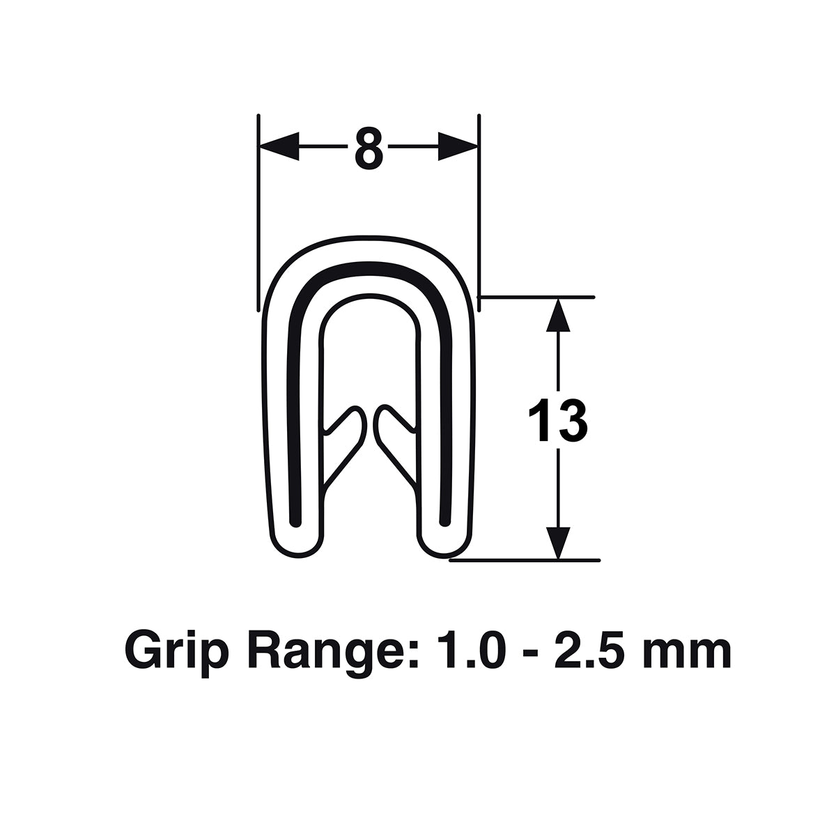 Proflex Pinchweld PVC Black - 5m Length - 60-056B/5M