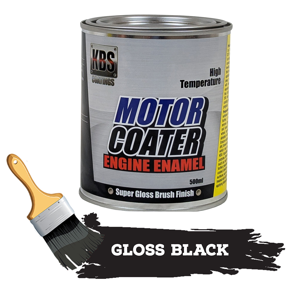 KBS MotorCoater Engine Enamel Paint ‘Gloss Black’ 500ml Tin - 69301