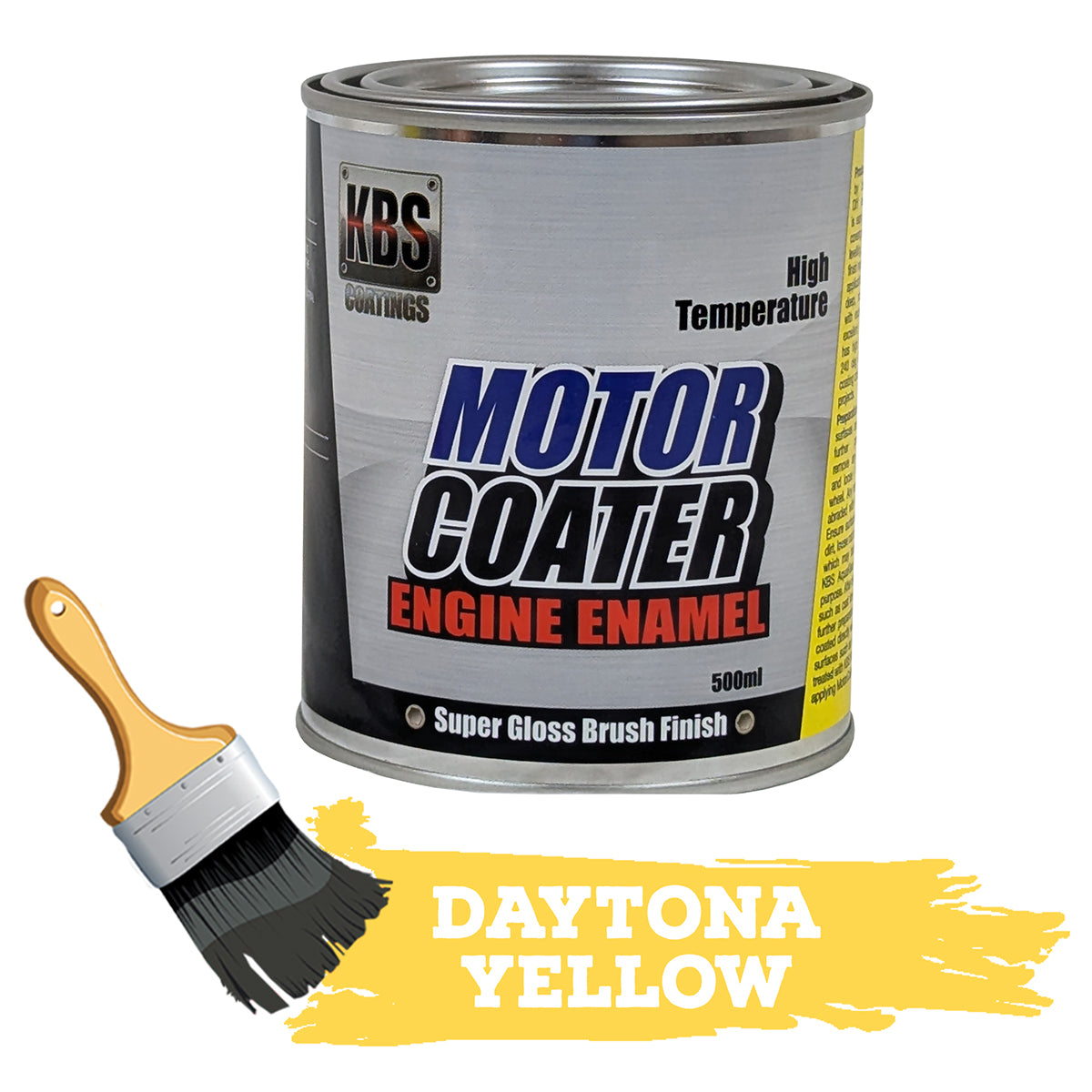 KBS MotorCoater Engine Enamel Paint ‘Daytona Yellow’ 500ml Tin - 69311