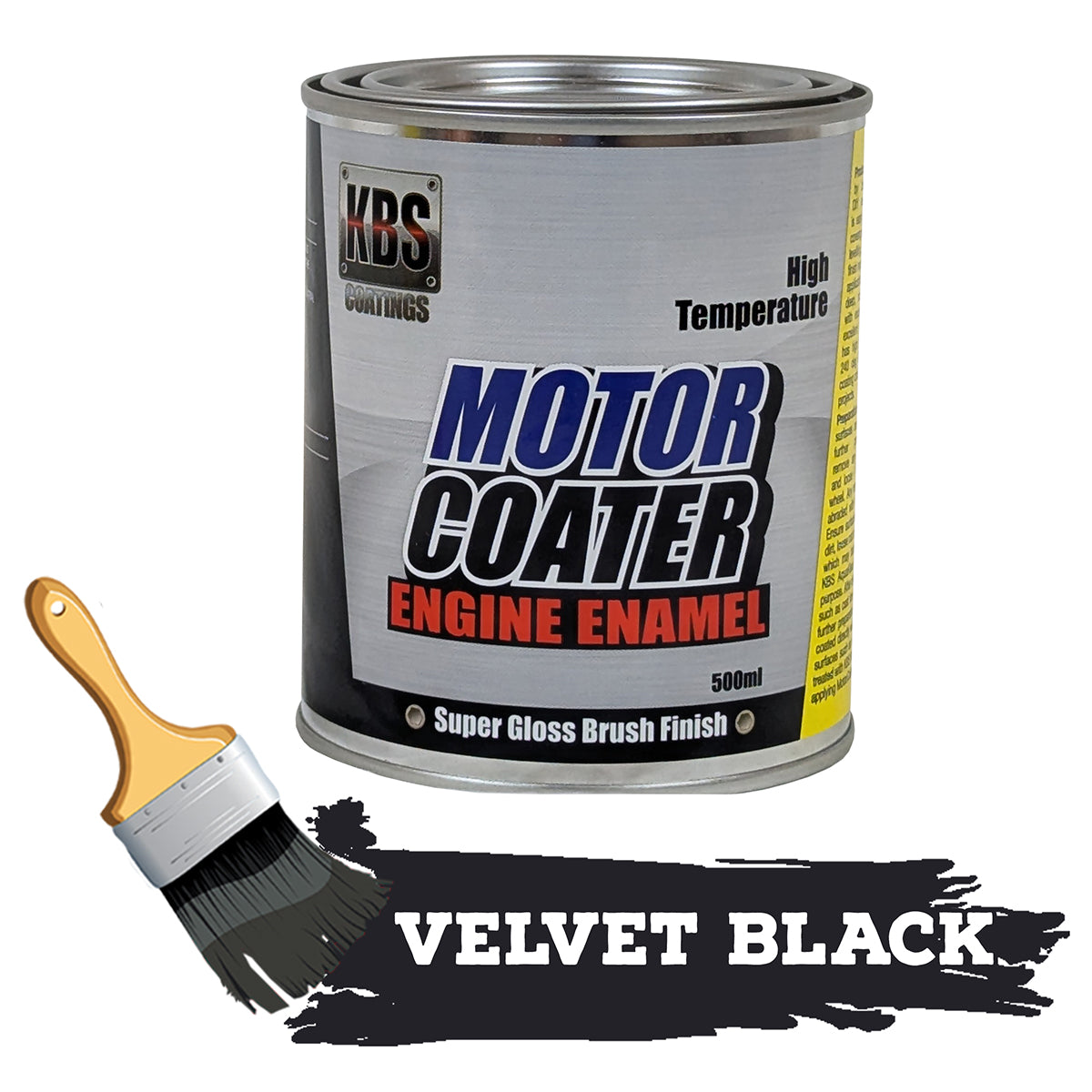 KBS MotorCoater Engine Enamel Paint ‘Velvet Black’ 500ml Tin - 69312