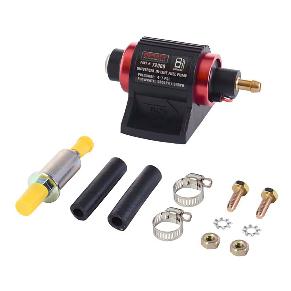Derale Universal Inline Fuel Pump Kit 130LPH 4-7psi - 72000