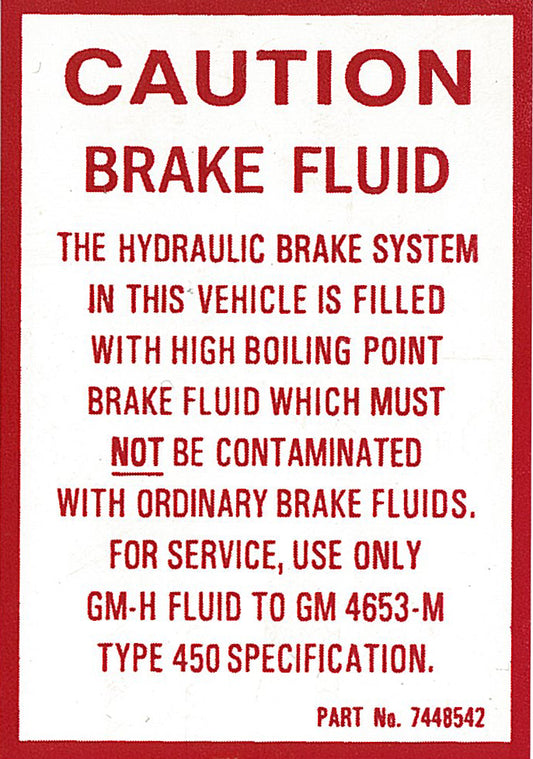 Decal Brake Fluid HD HR HK HT HG LC LJ With Discs - 7448542