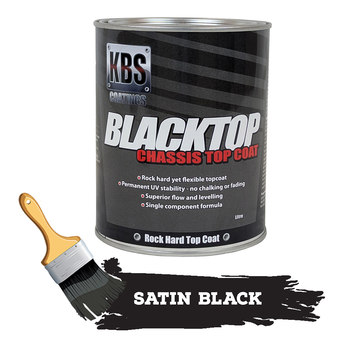 KBS Chassis Coater BlackTop 4 Litre SATIN BLACK Car Truck paint rust four - 8502
