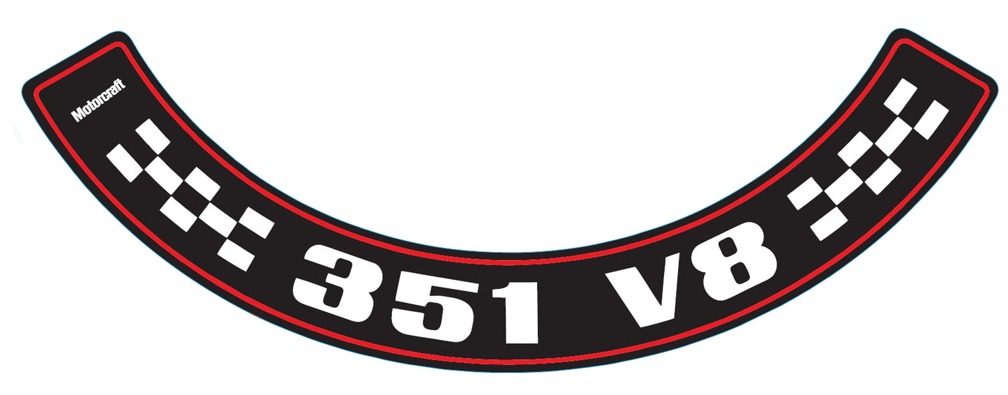 Air Cleaner Decal ‘351 V8’ (Large) Ford XA XB ZF ZG - ACD2020