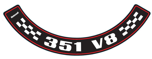 Air Cleaner Decal ‘351 V8’ (Large) Ford XA XB ZF ZG - ACD2020
