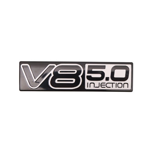 Holden Commodore Badge x1 V8 5.0 Injection VN Boot Black/Silver 304 - B1087