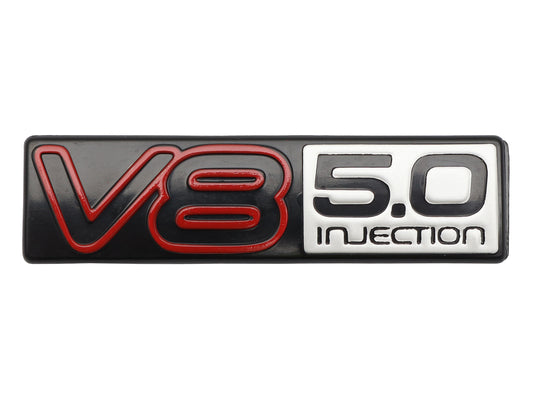 Badge "V8 5.0 Injection" VN Boot (Red Black & Silv) - B1088