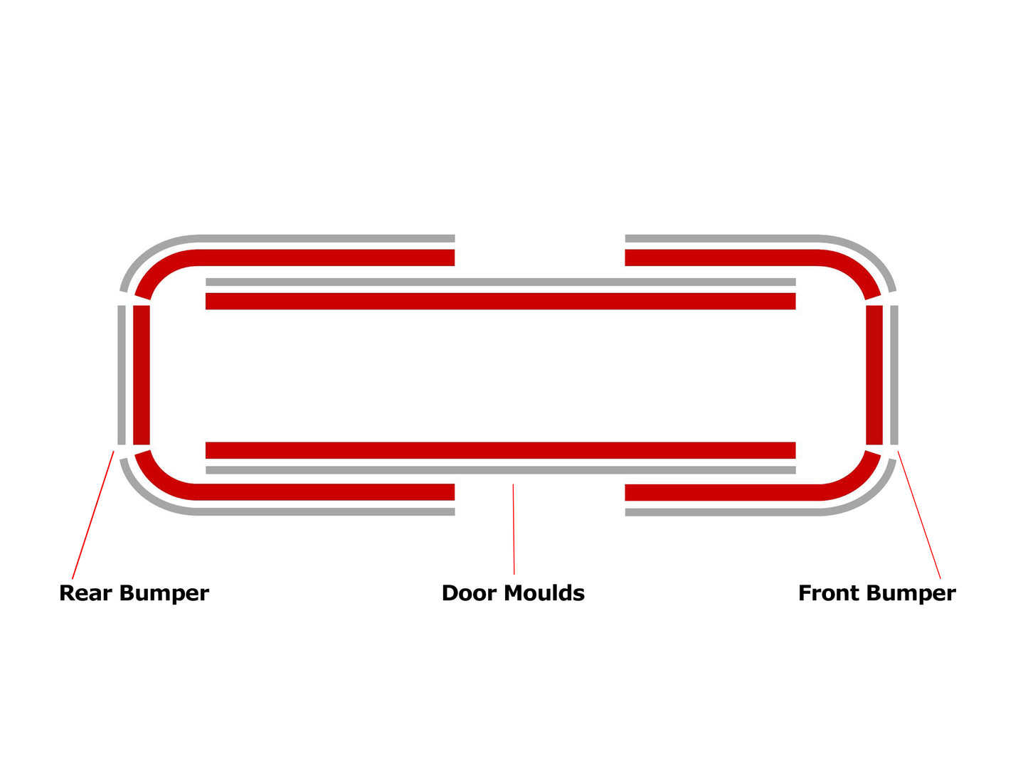 Decal Body Stripe Kit VL Commodore Berlina Sedan Red & Silver - BD1117