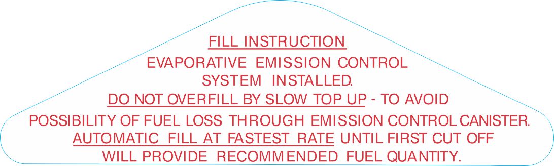 Decal Fuel Filler Door Filling Inst HQ HJ HX HZ LH LX UC - BD1121