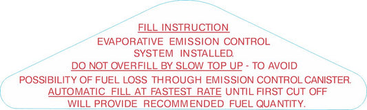Decal Fuel Filler Door Filling Inst HQ HJ HX HZ LH LX UC - BD1121