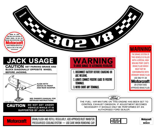 Decal Kit XB ZG 302 V8 With Large Air Cleaner - BD2072L