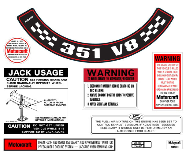 Decal Kit XB ZG 351 V8 With Large Air Cleaner - BD2073L