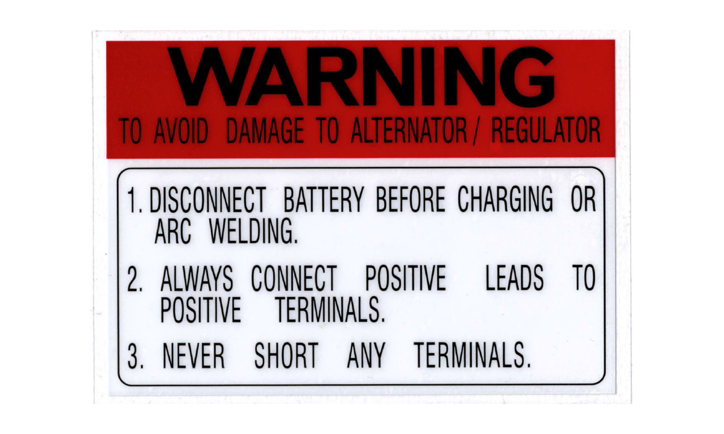 Battery Decal ‘Warning’ Ford XR XT XW XY ZA ZB ZC ZD - BD4382