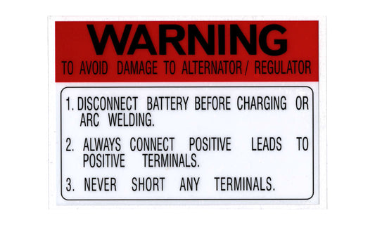 Battery Decal ‘Warning’ Ford XR XT XW XY ZA ZB ZC ZD - BD4382