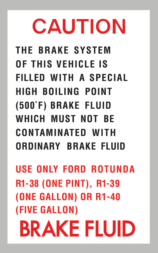 Decal XR GT XT GT ZA Brake Fluid - BD4399