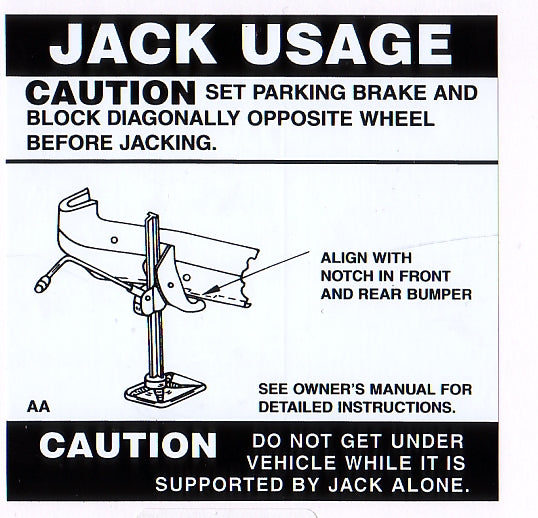 Jack Usage Decal Ford XA - JD2001