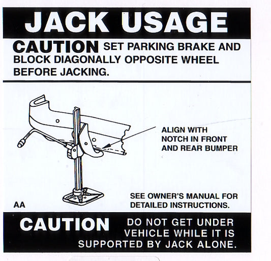 Jack Usage Decal Ford XA - JD2001