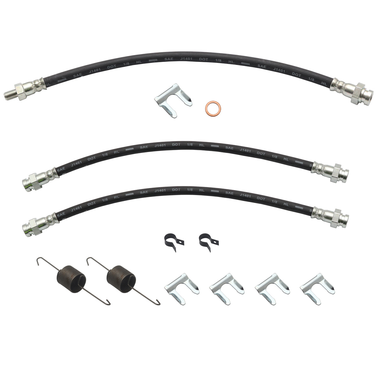 Brake Hose Kit Front & Rear HK HT HG Both Sides Frt Disc Rr Drum 15 1/2" Hose - BHK1013