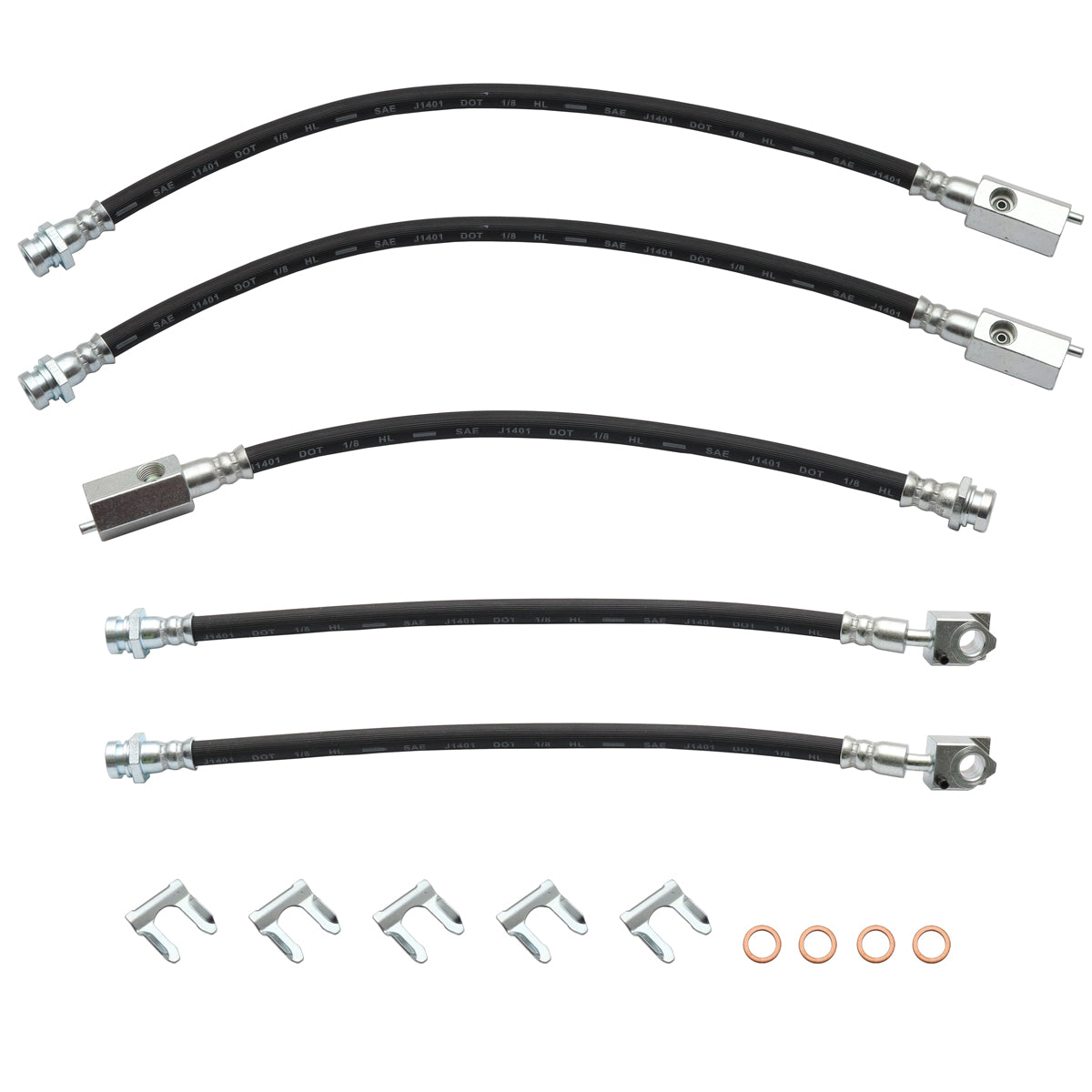 Brake Hose Kit Front & Rear WB Statesman Both Sides With Rear Drum - BHK1019