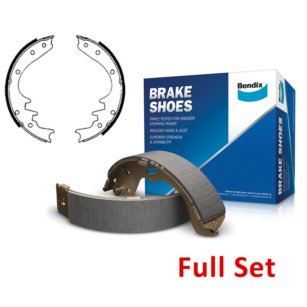 Bendix Drum Brake Shoe Set Holden EJ EH Front Or Rear HD HR LC LJ Rear Suit Drum Front LH-UC Rear - BS1174