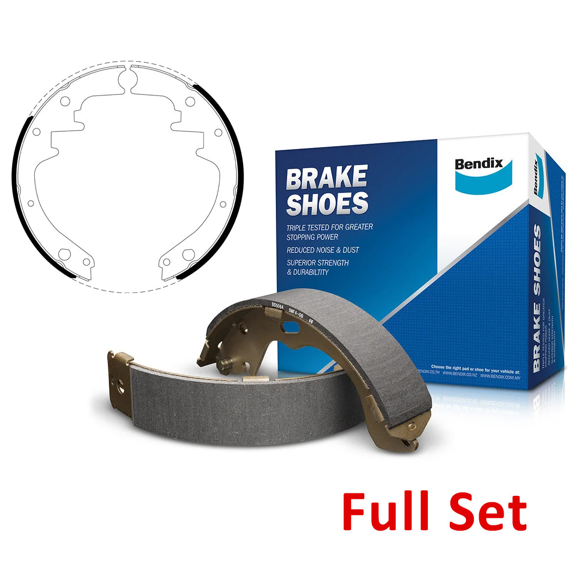 Bendix Rear Drum Brake Shoes Ford XM XP XR XT XW XY XA XB XC XD XE XF ZA-ZL - BS1271