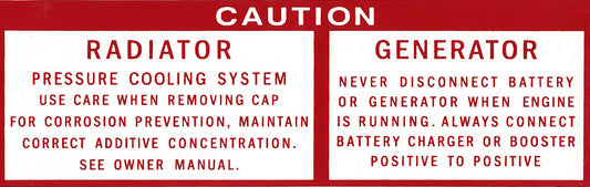 Decal Radiator And Generator HD HR HK HT HG LC GTR XU1 - D1034