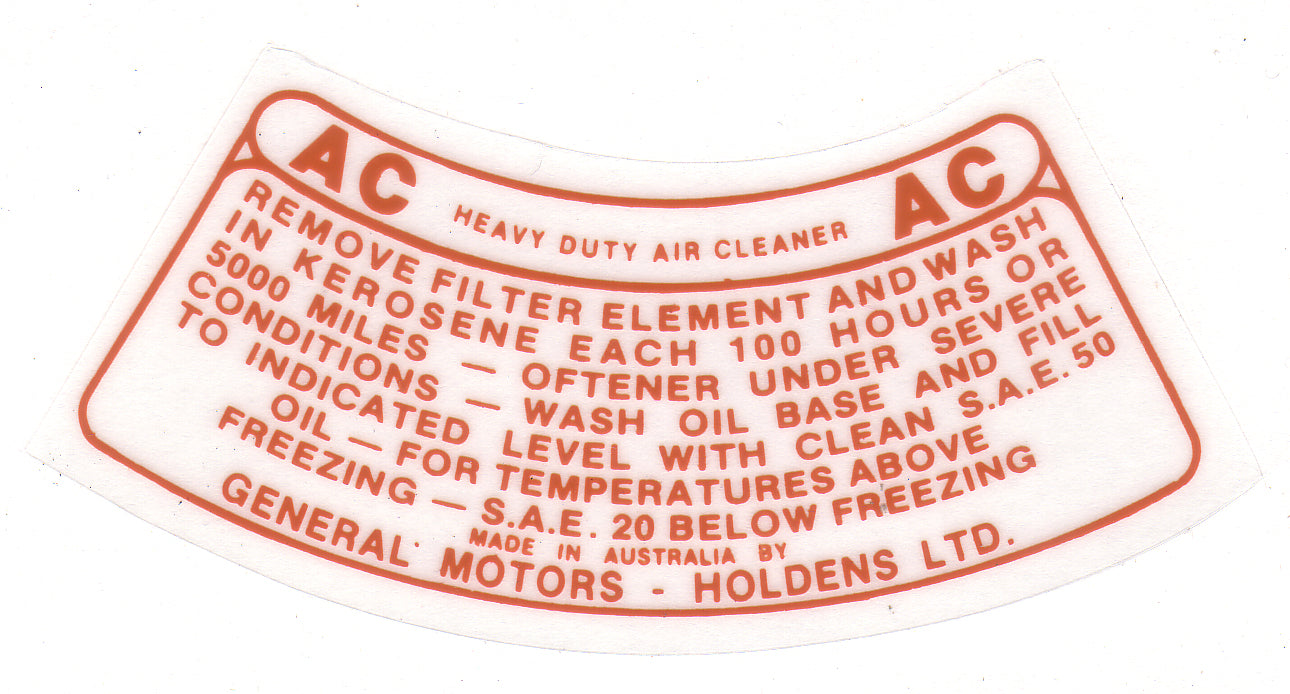 Decal (Brown) FE Early FC Air Cleaner "Ac" - DAC3