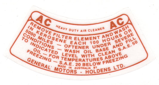 Decal (Brown) FE Early FC Air Cleaner "Ac" - DAC3
