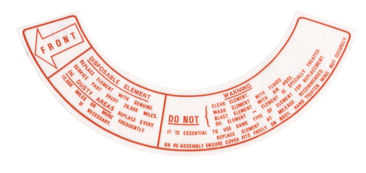 Decal Air Cleaner (Brown With "Front" On LHs) EJ - DAC8