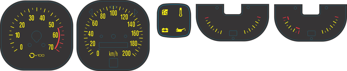 Decal Gauge Kit (Yellow) Torana LX SS/SLR W/Park - DD1001