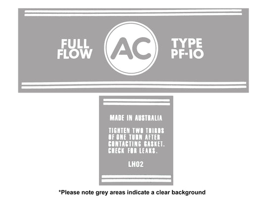 Decal Pf10 Ac Blue Oil Filter - DOF001