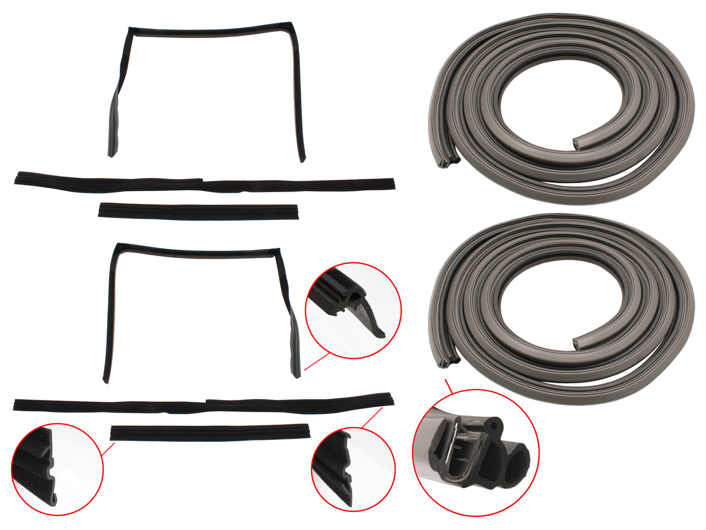 Door Rubber Kit VN VP VR VS Rear Sedan Wagon Grey - DRKVN2GR