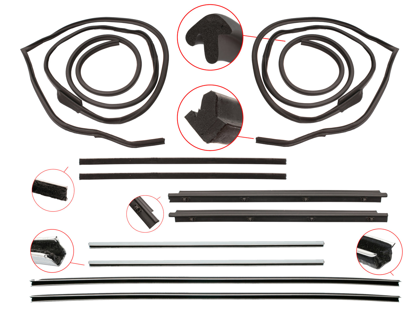 Door Rubber Kit XM XP Front All Except Coupe - DRKXMP1