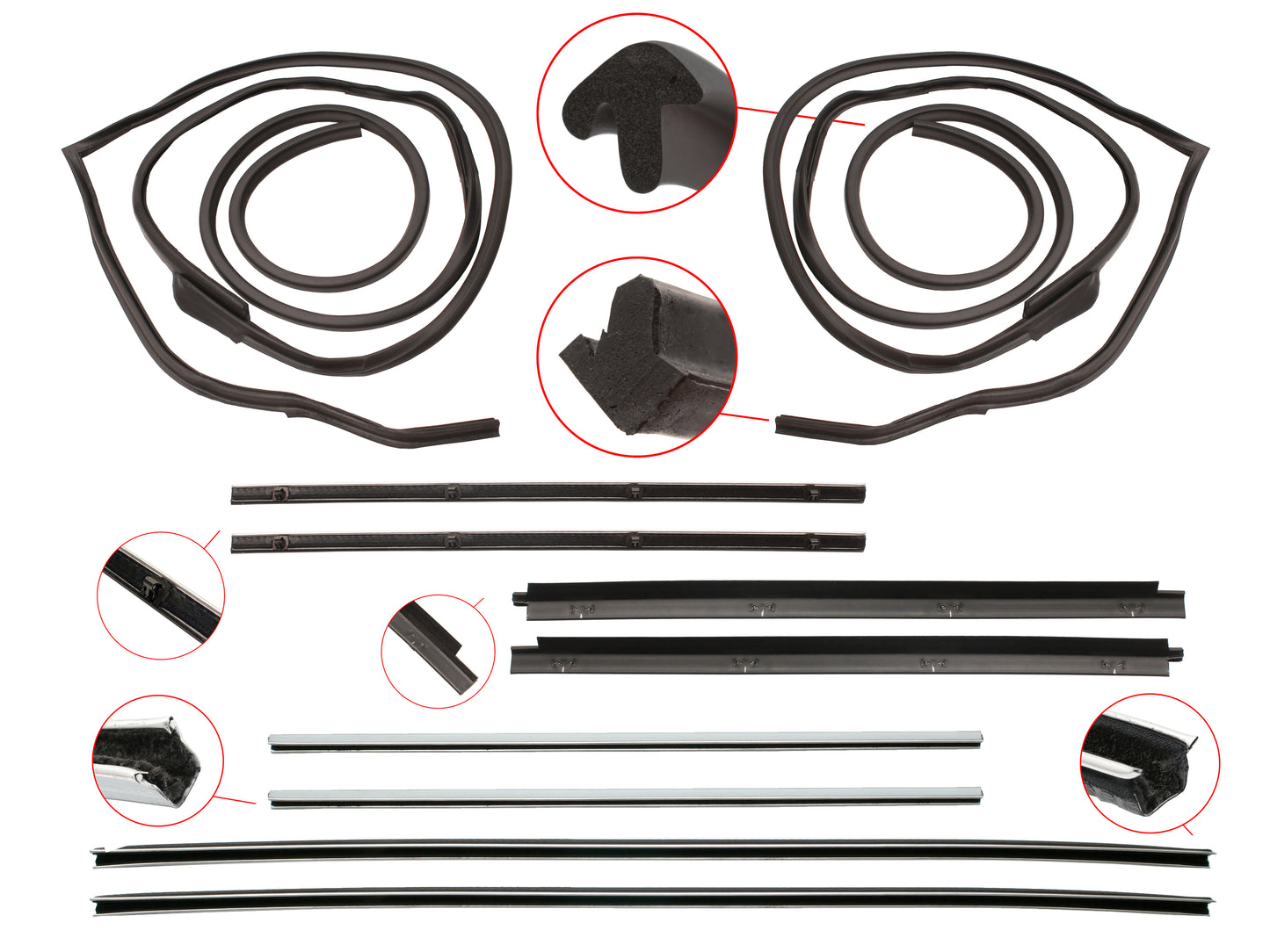Door Rubber Kit XM XP Front All Except Coupe - DRKXMP1