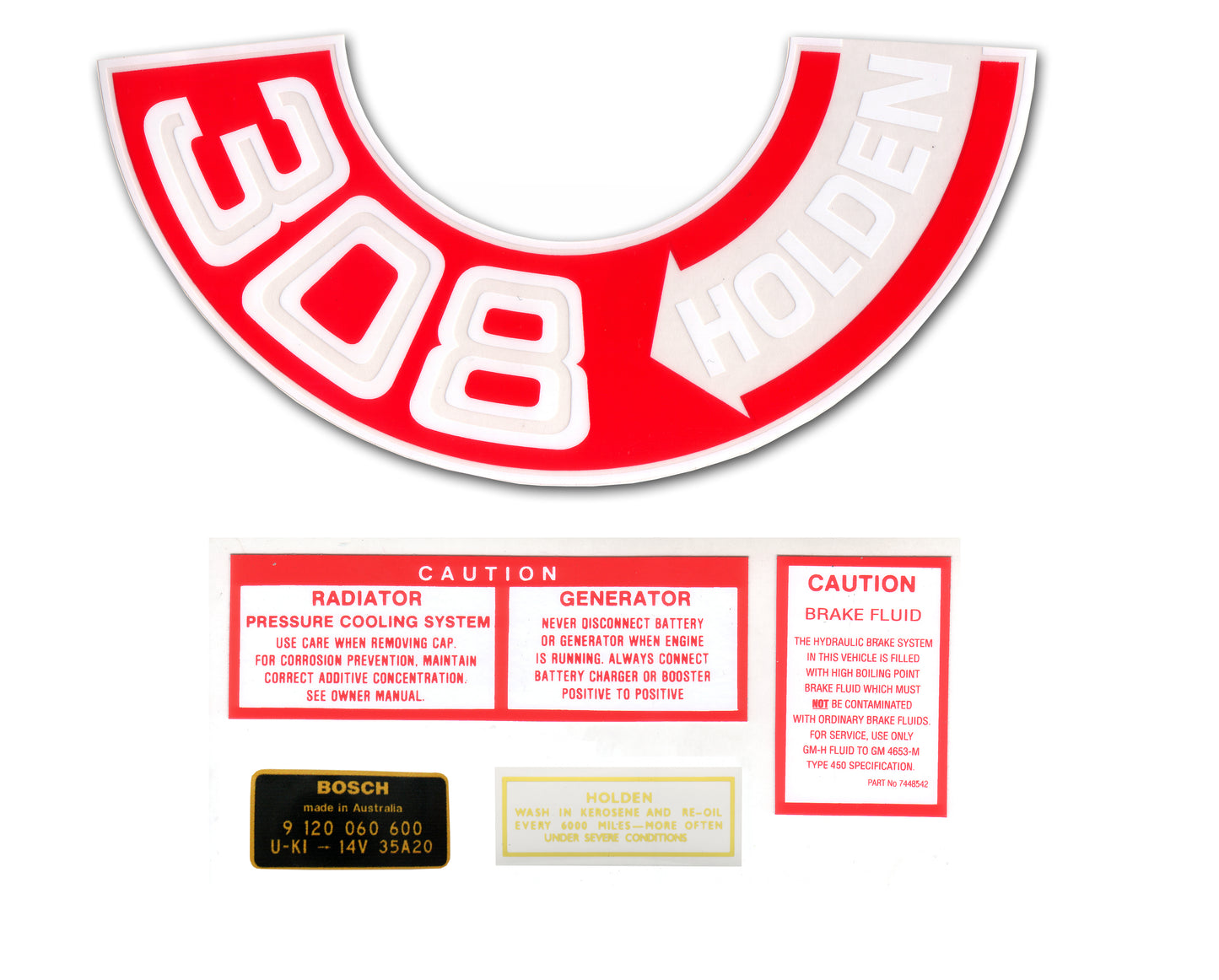 Engine Decal Kit HT HG "308" Holden - ED1017