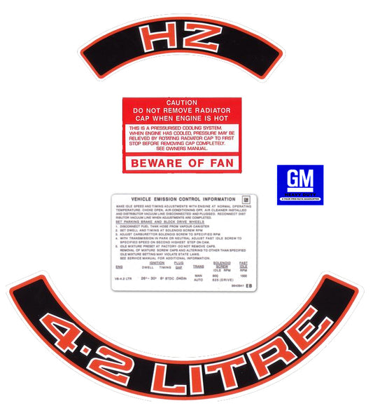 Engine Decal Kit Holden HZ "4.2 Litre" Red - ED1025